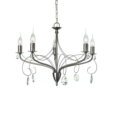 A6645LM-5SS Arte lamp Светильник A6645LM-5SS Arte lamp СветильникПодвесные<br><br><br>Установка на натяжной потолок: Да<br>S освещ. до, м2: 10<br>Крепление: крюк<br>Тип лампы: Накаливания / энергосбережения / светодиодная<br>Тип цоколя: E14<br>Цвет арматуры: Серебристый матовый<br>Количество ламп: 5<br>Диаметр, мм мм: 600<br>Длина цепи/провода, мм: 450<br>Размеры: ?61*H43<br>Длина, мм: 600<br>Высота, мм: 460<br>MAX мощность ламп, Вт: 40W<br>Общая мощность, Вт: 40W