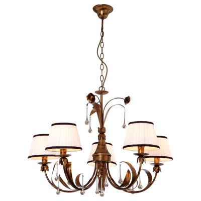 Люстра подвесная Arte lamp A8100LM-5GA Borgia Люстра подвесная Arte lamp A8100LM-5GA BorgiaПодвесные<br>Компания «Светодом» предлагает широкий ассортимент люстр от известных производителей. Представленные в нашем каталоге товары выполнены из современных материалов и обладают отличным качеством. Благодаря широкому ассортименту Вы сможете найти у нас люстру под любой интерьер. Мы предлагаем как классические варианты, так и современные модели, отличающиеся лаконичностью и простотой форм. Стильная люстра Arte lamp A8100LM-5GA станет украшением любого дома. Эта модель от известного производителя не оставит равнодушным ценителей красивых и оригинальных предметов интерьера. Люстра Arte lamp A8100LM-5GA обеспечит равномерное распределение света по всей комнате. При выборе обратите внимание на характеристики, позволяющие приобрести наиболее подходящую модель. Купить понравившуюся люстру по доступной цене Вы можете в интернет-магазине «Светодом».<br><br>Установка на натяжной потолок: Да<br>S освещ. до, м2: 14<br>Крепление: Крюк<br>Тип лампы: накаливания / энергосбережения / LED-светодиодная<br>Тип цоколя: E14<br>Цвет арматуры: золотой<br>Количество ламп: 5<br>Ширина, мм: 820<br>Диаметр, мм мм: 820<br>Длина цепи/провода, мм: 550<br>Высота, мм: 660<br>MAX мощность ламп, Вт: 40