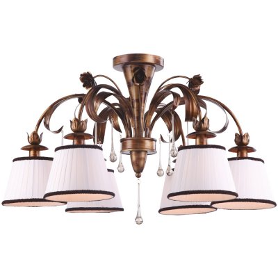 Потолочная люстра Arte lamp A8100PL-6GA Borgia Потолочная люстра Arte lamp A8100PL-6GA BorgiaПотолочные<br>Компания «Светодом» предлагает широкий ассортимент люстр от известных производителей. Представленные в нашем каталоге товары выполнены из современных материалов и обладают отличным качеством. Благодаря широкому ассортименту Вы сможете найти у нас люстру под любой интерьер. Мы предлагаем как классические варианты, так и современные модели, отличающиеся лаконичностью и простотой форм. Стильная люстра Arte lamp A8100PL-6GA станет украшением любого дома. Эта модель от известного производителя не оставит равнодушным ценителей красивых и оригинальных предметов интерьера. Люстра Arte lamp A8100PL-6GA обеспечит равномерное распределение света по всей комнате. При выборе обратите внимание на характеристики, позволяющие приобрести наиболее подходящую модель. Купить понравившуюся люстру по доступной цене Вы можете в интернет-магазине «Светодом».<br><br>Установка на натяжной потолок: Да<br>S освещ. до, м2: 12<br>Крепление: Планка<br>Тип лампы: накаливания / энергосбережения / LED-светодиодная<br>Тип цоколя: E14<br>Количество ламп: 6<br>MAX мощность ламп, Вт: 40<br>Диаметр, мм мм: 780<br>Высота, мм: 490<br>Оттенок (цвет): белый<br>Цвет арматуры: золотой