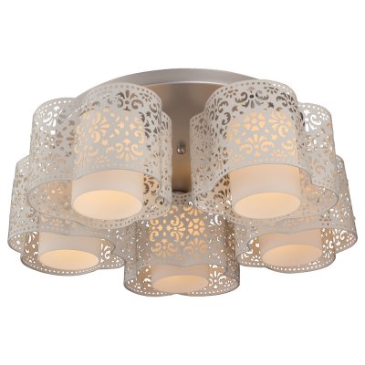 Светильник Arte lamp A8348PL-5WH Helen Светильник Arte lamp A8348PL-5WH HelenПотолочные<br>Компания «Светодом» предлагает широкий ассортимент люстр от известных производителей. Представленные в нашем каталоге товары выполнены из современных материалов и обладают отличным качеством. Благодаря широкому ассортименту Вы сможете найти у нас люстру под любой интерьер. Мы предлагаем как классические варианты, так и современные модели, отличающиеся лаконичностью и простотой форм. <br>Стильная люстра Arte lamp A8348PL-5WH станет украшением любого дома. Эта модель от известного производителя не оставит равнодушным ценителей красивых и оригинальных предметов интерьера. Люстра Arte lamp A8348PL-5WH обеспечит равномерное распределение света по всей комнате. При выборе обратите внимание на характеристики, позволяющие приобрести наиболее подходящую модель. <br>Купить понравившуюся люстру по доступной цене Вы можете в интернет-магазине «Светодом».<br><br>Установка на натяжной потолок: Ограничено<br>S освещ. до, м2: 10<br>Крепление: Планка<br>Тип лампы: Накаливания / энергосбережения / светодиодная<br>Тип цоколя: E27<br>Количество ламп: 5<br>MAX мощность ламп, Вт: 40<br>Диаметр, мм мм: 500<br>Высота, мм: 200<br>Цвет арматуры: белый