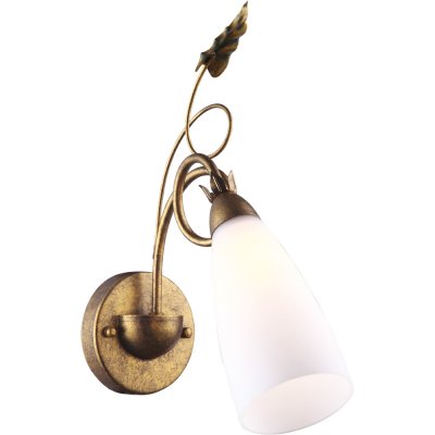 Бра Arte lamp A8935AP-1GA Tipico Бра Arte lamp A8935AP-1GA TipicoФлористика<br><br><br>S освещ. до, м2: 2<br>Тип лампы: накаливания / энергосбережения / LED-светодиодная<br>Тип цоколя: E14<br>Количество ламп: 1<br>Ширина, мм: 120<br>MAX мощность ламп, Вт: 40<br>Длина, мм: 350<br>Высота, мм: 370<br>Оттенок (цвет): белый<br>Цвет арматуры: Желтый, Золото