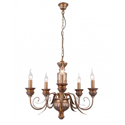 Люстра Arte lamp A9075LM-5GA Doratura Люстра Arte lamp A9075LM-5GA DoraturaПодвесные<br>Компания «Светодом» предлагает широкий ассортимент люстр от известных производителей. Представленные в нашем каталоге товары выполнены из современных материалов и обладают отличным качеством. Благодаря широкому ассортименту Вы сможете найти у нас люстру под любой интерьер. Мы предлагаем как классические варианты, так и современные модели, отличающиеся лаконичностью и простотой форм. Стильная люстра Arte lamp A9075LM-5GA станет украшением любого дома. Эта модель от известного производителя не оставит равнодушным ценителей красивых и оригинальных предметов интерьера. Люстра Arte lamp A9075LM-5GA обеспечит равномерное распределение света по всей комнате. При выборе обратите внимание на характеристики, позволяющие приобрести наиболее подходящую модель. Купить понравившуюся люстру по доступной цене Вы можете в интернет-магазине «Светодом».<br><br>Установка на натяжной потолок: Да<br>S освещ. до, м2: 20<br>Крепление: Крюк<br>Тип лампы: накаливания / энергосбережения / LED-светодиодная<br>Тип цоколя: E14<br>Количество ламп: 5<br>Ширина, мм: 620<br>MAX мощность ламп, Вт: 60<br>Диаметр, мм мм: 620<br>Длина цепи/провода, мм: 450<br>Высота, мм: 540