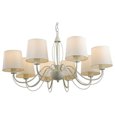 Люстра Arte lamp A9310LM-8WG Orlean Люстра Arte lamp A9310LM-8WG OrleanПодвесные<br>Компания «Светодом» предлагает широкий ассортимент люстр от известных производителей. Представленные в нашем каталоге товары выполнены из современных материалов и обладают отличным качеством. Благодаря широкому ассортименту Вы сможете найти у нас люстру под любой интерьер. Мы предлагаем как классические варианты, так и современные модели, отличающиеся лаконичностью и простотой форм. Стильная люстра Arte lamp A9310LM-8WG станет украшением любого дома. Эта модель от известного производителя не оставит равнодушным ценителей красивых и оригинальных предметов интерьера. Люстра Arte lamp A9310LM-8WG обеспечит равномерное распределение света по всей комнате. При выборе обратите внимание на характеристики, позволяющие приобрести наиболее подходящую модель. Купить понравившуюся люстру по доступной цене Вы можете в интернет-магазине «Светодом». Мы предлагаем доставку не только по Москве и Екатеринбурге, но и по всей России.<br><br>Установка на натяжной потолок: Да<br>S освещ. до, м2: 22<br>Крепление: Крюк<br>Тип лампы: накаливания / энергосбережения / LED-светодиодная<br>Тип цоколя: E27<br>Количество ламп: 8<br>Ширина, мм: 840<br>MAX мощность ламп, Вт: 40<br>Диаметр, мм мм: 840<br>Длина цепи/провода, мм: 620<br>Высота, мм: 340