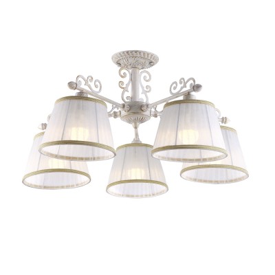 Люстра Arte lamp A9513PL-5WG Jess Люстра Arte lamp A9513PL-5WG JessПотолочные<br>Компания «Светодом» предлагает широкий ассортимент люстр от известных производителей. Представленные в нашем каталоге товары выполнены из современных материалов и обладают отличным качеством. Благодаря широкому ассортименту Вы сможете найти у нас люстру под любой интерьер. Мы предлагаем как классические варианты, так и современные модели, отличающиеся лаконичностью и простотой форм. <br>Стильная люстра Arte lamp A9513PL-5WG станет украшением любого дома. Эта модель от известного производителя не оставит равнодушным ценителей красивых и оригинальных предметов интерьера. Люстра Arte lamp A9513PL-5WG обеспечит равномерное распределение света по всей комнате. При выборе обратите внимание на характеристики, позволяющие приобрести наиболее подходящую модель. <br>Купить понравившуюся люстру по доступной цене Вы можете в интернет-магазине «Светодом». Мы предлагаем доставку не только по Москве и Екатеринбурге, но и по всей России.<br><br>Установка на натяжной потолок: Да<br>S освещ. до, м2: 10<br>Крепление: Планка<br>Тип лампы: накаливания / энергосбережения / LED-светодиодная<br>Тип цоколя: E14<br>Количество ламп: 5<br>MAX мощность ламп, Вт: 40<br>Диаметр, мм мм: 640<br>Высота, мм: 340<br>Цвет арматуры: белый с золотистой патиной