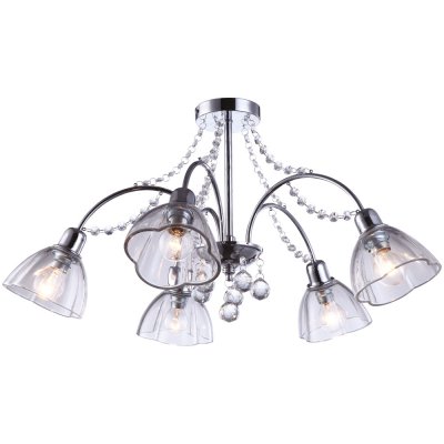 Потолочная люстра Arte lamp A9559PL-5CC Silenzio Потолочная люстра Arte lamp A9559PL-5CC SilenzioПотолочные<br>Компания «Светодом» предлагает широкий ассортимент люстр от известных производителей. Представленные в нашем каталоге товары выполнены из современных материалов и обладают отличным качеством. Благодаря широкому ассортименту Вы сможете найти у нас люстру под любой интерьер. Мы предлагаем как классические варианты, так и современные модели, отличающиеся лаконичностью и простотой форм. Стильная люстра Arte lamp A9559PL-5CC станет украшением любого дома. Эта модель от известного производителя не оставит равнодушным ценителей красивых и оригинальных предметов интерьера. Люстра Arte lamp A9559PL-5CC обеспечит равномерное распределение света по всей комнате. При выборе обратите внимание на характеристики, позволяющие приобрести наиболее подходящую модель. Купить понравившуюся люстру по доступной цене Вы можете в интернет-магазине «Светодом». Мы предлагаем доставку не только по Москве и Екатеринбурге, но и по всей России.<br><br>Установка на натяжной потолок: Да<br>S освещ. до, м2: 13<br>Крепление: Планка<br>Тип лампы: накаливания / энергосбережения / LED-светодиодная<br>Тип цоколя: E14<br>Количество ламп: 5<br>MAX мощность ламп, Вт: 40<br>Диаметр, мм мм: 660<br>Высота, мм: 370<br>Оттенок (цвет): прозрачный<br>Цвет арматуры: серебристый
