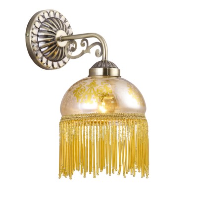 Светильник бра Arte lamp A9560AP-1AB Perlina Светильник бра Arte lamp A9560AP-1AB PerlinaМодерн<br><br><br>S освещ. до, м2: 2<br>Тип лампы: накаливани / нергосбережени / LED-светодиодна<br>Тип цокол: E27<br>Количество ламп: 1<br>Ширина, мм: 160<br>MAX мощность ламп, Вт: 40<br>Длина, мм: 240<br>Высота, мм: 320<br>Оттенок (цвет): Матово-нтарное стекло с узором<br>Цвет арматуры: бронзовый