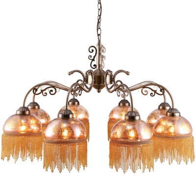 Подвесная люстра Arte lamp A9560LM-8AB Perlina Подвесная люстра Arte lamp A9560LM-8AB PerlinaПодвесные<br>Компания «Светодом» предлагает широкий ассортимент люстр от известных производителей. Представленные в нашем каталоге товары выполнены из современных материалов и обладают отличным качеством. Благодаря широкому ассортименту Вы сможете найти у нас люстру под любой интерьер. Мы предлагаем как классические варианты, так и современные модели, отличающиеся лаконичностью и простотой форм. Стильная люстра Arte lamp A9560LM-8AB станет украшением любого дома. Эта модель от известного производителя не оставит равнодушным ценителей красивых и оригинальных предметов интерьера. Люстра Arte lamp A9560LM-8AB обеспечит равномерное распределение света по всей комнате. При выборе обратите внимание на характеристики, позволяющие приобрести наиболее подходящую модель. Купить понравившуюся люстру по доступной цене Вы можете в интернет-магазине «Светодом». Мы предлагаем доставку не только по Москве и Екатеринбурге, но и по всей России.<br><br>Установка на натяжной потолок: Да<br>S освещ. до, м2: 16<br>Крепление: Крюк<br>Тип лампы: накаливания / энергосбережения / LED-светодиодная<br>Тип цоколя: E27<br>Количество ламп: 8<br>MAX мощность ламп, Вт: 40<br>Диаметр, мм мм: 810<br>Длина цепи/провода, мм: 560<br>Высота, мм: 450<br>Оттенок (цвет): желтый<br>Цвет арматуры: бронзовый