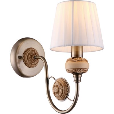 Светильник бра Arte lamp A9583AP-1AB Intaglio Светильник бра Arte lamp A9583AP-1AB IntaglioМодерн<br><br><br>S освещ. до, м2: 2<br>Тип лампы: накаливания / энергосбережения / LED-светодиодная<br>Тип цоколя: E14<br>Количество ламп: 1<br>Ширина, мм: 140<br>MAX мощность ламп, Вт: 40<br>Длина, мм: 290<br>Высота, мм: 280<br>Оттенок (цвет): белый<br>Цвет арматуры: бронзовый