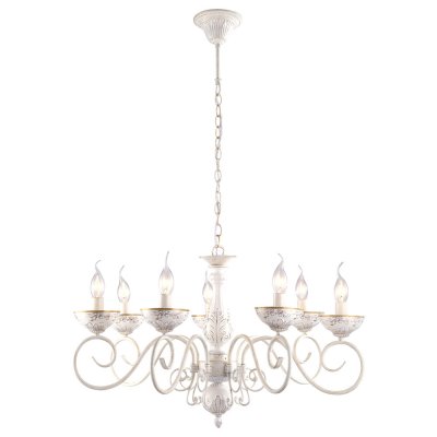 Светильник Arte lamp A9594LM-7WG Lucia Светильник Arte lamp A9594LM-7WG LuciaПодвесные<br>Компания «Светодом» предлагает широкий ассортимент люстр от известных производителей. Представленные в нашем каталоге товары выполнены из современных материалов и обладают отличным качеством. Благодаря широкому ассортименту Вы сможете найти у нас люстру под любой интерьер. Мы предлагаем как классические варианты, так и современные модели, отличающиеся лаконичностью и простотой форм. Стильная люстра Arte lamp A9594LM-7WG станет украшением любого дома. Эта модель от известного производителя не оставит равнодушным ценителей красивых и оригинальных предметов интерьера. Люстра Arte lamp A9594LM-7WG обеспечит равномерное распределение света по всей комнате. При выборе обратите внимание на характеристики, позволяющие приобрести наиболее подходящую модель. Купить понравившуюся люстру по доступной цене Вы можете в интернет-магазине «Светодом». Мы предлагаем доставку не только по Москве и Екатеринбурге, но и по всей России.<br><br>Установка на натяжной потолок: Да<br>S освещ. до, м2: 14<br>Крепление: Крюк<br>Скидка, %: 35<br>Тип лампы: Накаливания / энергосбережения / светодиодная<br>Тип цоколя: E14<br>Количество ламп: 7<br>MAX мощность ламп, Вт: 40<br>Диаметр, мм мм: 720<br>Высота, мм: 440<br>Цвет арматуры: белый
