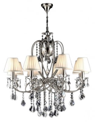 Люстра Maytoni ARM015-08-N Elegant 5 Люстра Maytoni ARM015-08-N Elegant 5Подвесные<br>Представленная модель хрустальной люстры от компании Maytoni станет достойным украшением комнаты, оформленной в классическом стиле или в стиле барокко. Рассматривая фото, вы увидите грандиозную конструкцию, состоящую из восьми удивительных плафонов. Все плафоны сделаны по типу свечей на подсвечниках. В то же время их дизайн исполнен в духе традиционных торшерных плафонов. Обтянутые легкой тканью кремового цвета они установлены на стойки, которые оригинально переплетаются между собой. Арматура хрустальной люстры Maytoni Elegant ARM015-08-N выполнена в благородном никелевом цвете. Еще одна характерная особенность прибора — множество хрустальных подвесок, делающих общий вид люстры завершенным и органичным. Данное изделие работает от лампочек мощность. 40 ватт: в стоимость изделия они не входят, поэтому не забудьте купить их дополнительно. Потолочная люстра от Майтони — это восхитительный дизайн, надежное качество и справедливая цена.<br><br>Установка на натяжной потолок: Да<br>S освещ. до, м2: 32<br>Крепление: Крюк<br>Тип товара: Люстра<br>Скидка, %: 30<br>Тип лампы: накаливания / энергосбережения / LED-светодиодная<br>Тип цоколя: E14<br>Количество ламп: 8<br>MAX мощность ламп, Вт: 60<br>Диаметр, мм мм: 750<br>Длина цепи/провода, мм: 400<br>Высота, мм: 730<br>Цвет арматуры: серый