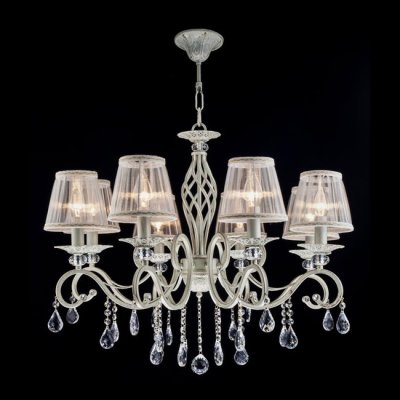 Люстра Maytoni ARM247-08-G Elegant 3 Люстра Maytoni ARM247-08-G Elegant 3Подвесные<br>Компания Maytoni предлагает купить в нашем магазине классическую широкую люстру, которая отлично впишется в интерьер просторной комнаты. Рассмотреть подвесную люстру Maytoni Elegant ARM247-08-G можно на фотографии рядом с описанием товара. При невысокой цене, светильник фирмы Майтони имеет богатый вид и украшения в виде хрустальных подвесов. Восемь тканевых плафонов люстры, несут лампочки общей мощностью 320 ватт, что больше чем у большинства светильников. Стоимость данной подвесной люстры определена надёжностью и высоким качеством материалов, из которых она изготовлена, а также известностью фирмы изготовителя.<br><br>Установка на натяжной потолок: Да<br>S освещ. до, м2: 32<br>Крепление: Крюк<br>Тип лампы: накаливания / энергосбережения / LED-светодиодная<br>Тип цоколя: E14<br>Количество ламп: 8<br>MAX мощность ламп, Вт: 60<br>Диаметр, мм мм: 740<br>Длина цепи/провода, мм: 600<br>Высота, мм: 600<br>Цвет арматуры: белый с золотистой патиной