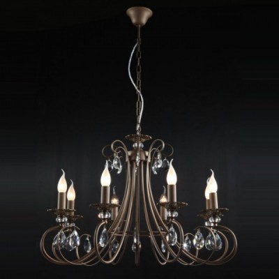 Люстра Maytoni ARM280-08-R Elegant 10 Люстра Maytoni ARM280-08-R Elegant 10Подвесные<br>Завораживающая взгляд хрустальная люстра выставлена в продажу немецким брендом Майтони. Она, как несложно заметить на фото, относится к классическому типу световых приборов, и содержит в себе восемь плафонов – свечек, располагающихся каждая на отдельном рожке витого бронзового каркаса. Теплый свет от лампочек позволит вам организовать достаточно объемное освещение в любой из комнат. Заметьте, что стоимость комплекта ламп не вошла в заявленную компанией Maytoni цену. Поэтому постарайтесь купить его дополнительно к хрустальной люстре Maytoni Elegant ARM280-08-R.<br><br>Установка на натяжной потолок: Да<br>S освещ. до, м2: 32<br>Крепление: Крюк<br>Тип лампы: накаливания / энергосбережения / LED-светодиодная<br>Тип цоколя: E14<br>Количество ламп: 8<br>MAX мощность ламп, Вт: 60<br>Диаметр, мм мм: 770<br>Длина цепи/провода, мм: 400<br>Высота, мм: 540<br>Цвет арматуры: коричневый