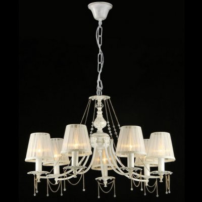 Люстра Maytoni ARM305-07-W Elegant 9 Люстра Maytoni ARM305-07-W Elegant 9Подвесные<br>Если вам необходимо осуществить освещение большого пространства, то правильным решением будет купить подвесную люстру от Майтони в нашем магазине. Здесь вы не только будете поражены походящими ценами, но еще и сможете подробно рассмотреть фото люстры подвесной Maytoni ARM305-07-W, и ознакомиться со всеми ее характеристиками. Данная люстра от Maytoni включает в себя семь светлых плафонов, обтянутых полупрозрачным текстилем. Крепление, подвес и ножки под плафоны выполнены из металла цвета «кремовое золото». Стоимость лампочек для этого прибора вы можете узнать у наших консультантов.<br><br>Установка на натяжной потолок: Да<br>S освещ. до, м2: 28<br>Крепление: Крюк<br>Тип лампы: накаливания / энергосбережения / LED-светодиодная<br>Тип цоколя: E14<br>Количество ламп: 7<br>MAX мощность ламп, Вт: 60<br>Диаметр, мм мм: 750<br>Длина цепи/провода, мм: 600<br>Высота, мм: 570<br>Цвет арматуры: белый с золотистой патиной