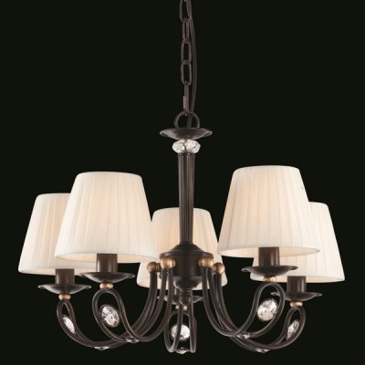 Люстра Maytoni ARM348-05-R Elegant 30 Люстра Maytoni ARM348-05-R Elegant 30Подвесные<br>Компания Maytoni рада представить своим поклонникам новую разработку, которая стала частью коллекции классических подвесных люстр, традиционно отличающихся приемлемой ценой и невероятно высоким по-настоящему немецким качеством. Белый текстиль и матовый коричневый металл слились в единый корпус подвесной люстры Maytoni ARM348-05-R, особенности которой вы можете рассмотреть на представленном фото. Внушительные габаритные размеры, оптимальная мощность, наличие хрустальных элементов - все это вы можете получить по стоимости, представленной на открытой вами интернет-странице. Купить изделие фирмы Майтони и лампочки с подходящим цоколем вы сможете в нашем интернет-магазине.<br><br>Установка на натяжной потолок: Да<br>S освещ. до, м2: 13<br>Крепление: Крюк<br>Тип лампы: накаливания / энергосбережения / LED-светодиодная<br>Тип цоколя: E14<br>Количество ламп: 5<br>MAX мощность ламп, Вт: 40<br>Диаметр, мм мм: 550<br>Длина цепи/провода, мм: 400<br>Высота, мм: 360<br>Цвет арматуры: коричневый