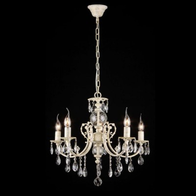 Люстра Maytoni ARM368-05-W Elegant 46 Люстра Maytoni ARM368-05-W Elegant 46Подвесные<br>Изящная люстра подвесная от компании Майтони станет украшением любого интерьера в классическом стиле и стиле ампир. Игра света в хрустальных подвесках люстры не оставит темных углов в Вашей комнате и создаст неповторимый уют и теплоту. Бело-золотой цвет арматуры еще больше подчеркнет красоту и благородство Вашего светильника. На фото можно рассмотреть легкость и изящество люстры. Люстра подвесная Elegant 45 Maytoni ARM368-05-W рассчитана на пять лампочек. Стоимость подвесной люстры Maytoni позволяет практически каждому купить по разумной цене изящное украшение для своего дома, которое долгое время будет радовать владельца своим качеством и красотой.<br><br>Установка на натяжной потолок: Да<br>S освещ. до, м2: 20<br>Крепление: Крюк<br>Тип лампы: накаливания / энергосбережения / LED-светодиодная<br>Тип цоколя: E14<br>Количество ламп: 5<br>MAX мощность ламп, Вт: 60<br>Диаметр, мм мм: 550<br>Длина цепи/провода, мм: 400<br>Высота, мм: 530<br>Цвет арматуры: белый с золотистой патиной