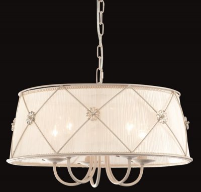 Люстра Maytoni ARM369-05-G Elegant 37 Люстра Maytoni ARM369-05-G Elegant 37Подвесные<br>Элегантный осветительный прибор, для которого конструкторы Maytoni выбрали традиционное направление, отлично дополнит интерьер просторной залы или спальни, выполненной в спокойных, нежных тонах. Подвесная люстра Maytoni ARM369-05-G разработана для крепления типа монтажная пластина, что необходимо учитывать при покупке данного товара по стоимости, приведенной на странице. Необходимо отметить, что цена подвесной люстры от Майтони невероятно лояльна, ведь прибор наделен высокими техническими характеристиками, которые относят изделие к товарам класса люкс. Металлический каркас абажура, окрашенный в цвет белое золото, выполнен с использованием текстиля, за которым скрываются изогнутые ножки плафона с лампочками с цоколем E14. Абажур дополнен изящными декоративными элементами, которые делают прибор, показанный на фото, более уникальным и неординарным.<br><br>Установка на натяжной потолок: Да<br>S освещ. до, м2: 20<br>Крепление: Крюк<br>Тип лампы: накаливания / энергосбережения / LED-светодиодная<br>Тип цоколя: E14<br>Количество ламп: 5<br>MAX мощность ламп, Вт: 60<br>Диаметр, мм мм: 550<br>Длина цепи/провода, мм: 400<br>Высота, мм: 300<br>Цвет арматуры: белый с золотистой патиной