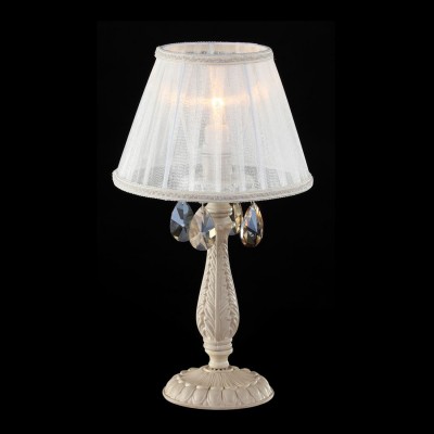 Настольная лампа Maytoni ARM387-00-W Elegant 10 Настольная лампа Maytoni ARM387-00-W Elegant 10Современные<br>Такая модель отличается некоторым кокетством и больше подойдет для украшения дамской спальни или туалетного столика. Необычайно элегантная настольная лампа Maytoni Elegant ARM387-00-W имеет устойчивое основание, не позволяющее ей упасть. Цвет, использованный дизайнерами: слоновая кость, белый абажур и подвески под бриллиант, подойдет к любому интерьеру. Следует отметить удобный небольшой размер изделия, что видно на фото. При этом лампа в 40 W будет давать достаточно света. Цена приятно удивит, компании Майтони удается сочетать качество своей продукции с невысокой стоимостью. Вы очень порадуете себя и своих близких, если решите купить эту настольную лампу от Maytoni.<br><br>S освещ. до, м2: 4<br>Тип лампы: накаливания / энергосбережения / LED-светодиодная<br>Тип цоколя: E14<br>Количество ламп: 1<br>MAX мощность ламп, Вт: 60<br>Диаметр, мм мм: 220<br>Высота, мм: 400<br>Цвет арматуры: бежевый