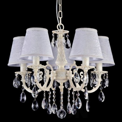 Люстра Maytoni ARM390-05-W Elegant 40 Люстра Maytoni ARM390-05-W Elegant 40Подвесные<br>Фото позволяет понять, как изысканно будет смотреться осветительный прибор, представленный в нашем магазине немецкой компанией Maytoni по невероятно лояльной, приемлемой цене. Заказать хрустальную люстру Maytoni ARM390-05-W можно для помещений, позволяющих подключить прибор, наделенный креплением типа крюк. Хрустальна люстра от Майтони сконструирована в классическом стиле барокко, об этом говорят формы изделия и пастельные оттенки, выбранные дизайнерами для данного прибора. Роскошный канделябр, украшенный крупными хрустальными подвесками, находится в «объятьях» абажура, выполненного из тонкого текстиля с флористическим рисунком. Прибор рассчитан на пять ламп с цоколем E14, купить которые необходимо по отдельной стоимости.<br><br>Установка на натяжной потолок: Да<br>S освещ. до, м2: 13<br>Крепление: Крюк<br>Тип лампы: накаливания / энергосбережения / LED-светодиодная<br>Тип цоколя: E14<br>Количество ламп: 5<br>MAX мощность ламп, Вт: 40<br>Диаметр, мм мм: 520<br>Длина цепи/провода, мм: 400<br>Высота, мм: 450<br>Цвет арматуры: бежевый