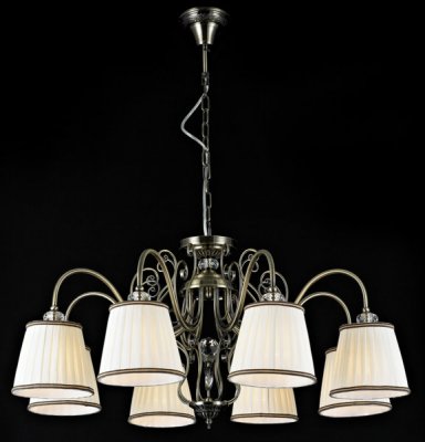 Люстра Maytoni ARM420-08-R Elegant 20 Люстра Maytoni ARM420-08-R Elegant 20Подвесные<br>Посмотрите, какая красота! Подвесная люстра Maytoni ARM420-08-R наполнит помещение ярким матовым светом. Глядя на фото, так и хочется воскликнуть: «Прелестно»! Произведенная немецкой фирмой Майтони классическая люстра цвета бронзы так и просится украсить собой большую комнату, ведь она достаточно велика в диаметре, зато восемь ламп смогут замечательно осветить и согреть ее хозяев. Высота легко регулируется изменением длины цепи. Стоимость изделия оправданно высокая, так как традиционное качество подвесных люстр Maytoni определяет цену этого шедевра. Такая покупка обязательно порадует Вас и ваших близких.<br><br>Установка на натяжной потолок: Да<br>S освещ. до, м2: 21<br>Крепление: Крюк<br>Тип лампы: накаливания / энергосбережения / LED-светодиодная<br>Тип цоколя: E14<br>Количество ламп: 8<br>MAX мощность ламп, Вт: 40<br>Диаметр, мм мм: 810<br>Длина цепи/провода, мм: 400<br>Высота, мм: 450<br>Цвет арматуры: бронзовый