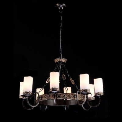 Люстра Maytoni ARM562-08-R Classic 12 Люстра Maytoni ARM562-08-R Classic 12Подвесные<br>Классическая подвесная люстра с готическими элементами от фирмы Maytoni привнесет в помещение легкий эффект средневековья. Основание кофейного цвета подвесной люстры Maytoni Classic 12 ARM562-08-R украшено витиеватыми золотыми узорами. Квадратные плафоны светлого цвета выполнены из матированного стекла и прекрасно дополняют конструкцию, изображенную на фото. Фирма Майтони снабдила подвесную люстру двумя типами креплений: монтажная пластина, цепочка. Поэтому закрепить светильник можно самостоятельно. Заманчивая стоимость люстры позволяет купить качественное и изящное украшение для гостиной. В цену товара не входят лампочки. Для работы конструкции потребуется восемь ламп по 60 Ватт.<br><br>Установка на натяжной потолок: Да<br>S освещ. до, м2: 32<br>Крепление: Крюк<br>Тип лампы: накаливания / энергосбережения / LED-светодиодная<br>Тип цоколя: E14<br>Количество ламп: 8<br>MAX мощность ламп, Вт: 60<br>Диаметр, мм мм: 730<br>Длина цепи/провода, мм: 400<br>Высота, мм: 470<br>Цвет арматуры: золотой