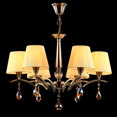 Люстра Maytoni ARM901-06-R Modern 4 Люстра Maytoni ARM901-06-R Modern 4Подвесные<br>Изображенная на фото модель подвесной люстры немецкой торговой марки Maytoni состоит из бронзовой арматуры, текстильных плафонов и прозрачных подвесок, делающих ее внешний облик более торжественным. Для подвесной люстры Maytoni Modern ARM901-06-R понадобится шесть ламп мощностью 40 Ватт с цоколем Е14. Высота изделия составляет 345 миллиметров, а диаметр – 580 миллиметров. Такую стильную подвесную люстру компании Майтони по указанной цене можно купить в гостиную или зал, а для оформления местного освещения достаточно популярная модель.<br><br>Установка на натяжной потолок: Да<br>S освещ. до, м2: 24<br>Крепление: Крюк<br>Тип лампы: накаливания / энергосбережения / LED-светодиодная<br>Тип цоколя: E14<br>Количество ламп: 6<br>MAX мощность ламп, Вт: 60<br>Диаметр, мм мм: 580<br>Длина цепи/провода, мм: 335<br>Высота, мм: 345<br>Цвет арматуры: бронзовый