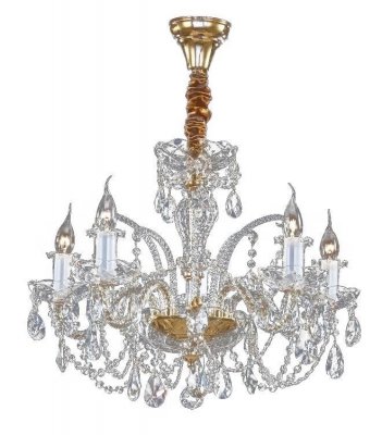 Люстра Maytoni ARM907-05-G Monogram 3 Люстра Maytoni ARM907-05-G Monogram 3Подвесные<br>Помпезный классический прибор, напоминающий антикварный канделябр, призванный освещать бальный зал старинного замка, разработан компанией Maytoni для роскошных домов и квартир с традиционным интерьером. Хрустальная люстра Maytoni Diamant Crystal ARM907-05-G выполнена с использованием благородного золоченого металла и прозрачного хрусталя. Фото позволяет насладиться красотой хрустальной люстры, спроектированной для работы с пятью лампами с цоколем E14, не вошедших в цену комплекта, купить который можно, заказав товар по телефону или интерактивно. Основание, украшенное бархатистым декором, удерживает помпезную конструкцию, состоящую из множества страз, использованных для украшения арматуры и исполнения подвесок, сияющих при работе прибора от Майтони. Нельзя не отметить, что стоимость изделия невероятно демократична в сравнении с высокими техническими и потребительскими свойствами данного уникального светильника.<br><br>Установка на натяжной потолок: Да<br>S освещ. до, м2: 20<br>Крепление: Крюк<br>Тип товара: Люстра<br>Скидка, %: 8<br>Тип лампы: накаливания / энергосбережения / LED-светодиодная<br>Тип цоколя: E14<br>Количество ламп: 5<br>MAX мощность ламп, Вт: 60<br>Диаметр, мм мм: 650<br>Длина цепи/провода, мм: 430<br>Высота, мм: 460<br>Цвет арматуры: золотой