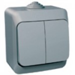 Lexel Этюд Двухклавишный выключатель (сх.5) серый (накладные) (BA10-042c)