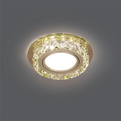 Светильник Gauss Backlight BL043 Кругл. Шампань/Кристалл/Хром, Gu5.3, LED 2700K Светильник Gauss Backlight BL043 Кругл. Шампань/Кристалл/Хром, Gu5.3, LED 2700KХрустальные<br>Встраиваемые светильники – популярное осветительное оборудование, которое можно использовать в качестве основного источника или в дополнение к люстре. Они позволяют создать нужную атмосферу атмосферу и привнести в интерьер уют и комфорт. Интернет-магазин «Светодом» предлагает стильный встраиваемый светильник Gauss Backlight BL043. Данная модель достаточно универсальна, поэтому подойдет практически под любой интерьер. Перед покупкой не забудьте ознакомиться с техническими параметрами, чтобы узнать тип цоколя, площадь освещения и другие важные характеристики. Приобрести встраиваемый светильник Gauss Backlight BL043 в нашем онлайн-магазине Вы можете либо с помощью «Корзины», либо по контактным номерам. Мы развозим заказы по Москве, Екатеринбургу и остальным российским городам.<br><br>S освещ. до, м2: 3<br>Тип лампы: галогенная/LED<br>Тип цоколя: GU5.3 (MR16)<br>Количество ламп: 1<br>MAX мощность ламп, Вт: 50<br>Диаметр, мм мм: 95<br>Диаметр врезного отверстия, мм: 65<br>Высота, мм: 35<br>Цвет арматуры: серебристый