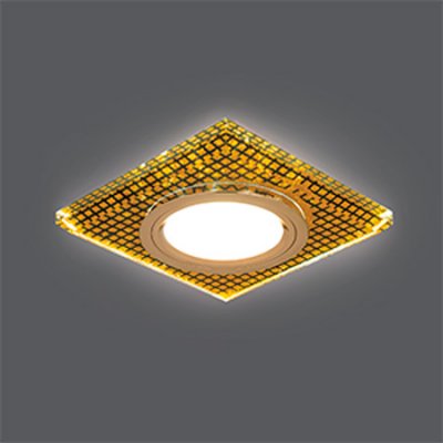 Светильник Gauss Backlight BL075 Квадрат. Кристалл/Черный/Золото, Gu5.3, LED 2700K Светильник Gauss Backlight BL075 Квадрат. Кристалл/Черный/Золото, Gu5.3, LED 2700KКвадратные<br>Встраиваемые светильники – популярное осветительное оборудование, которое можно использовать в качестве основного источника или в дополнение к люстре. Они позволяют создать нужную атмосферу атмосферу и привнести в интерьер уют и комфорт. Интернет-магазин «Светодом» предлагает стильный встраиваемый светильник Gauss Backlight BL075. Данная модель достаточно универсальна, поэтому подойдет практически под любой интерьер. Перед покупкой не забудьте ознакомиться с техническими параметрами, чтобы узнать тип цоколя, площадь освещения и другие важные характеристики. Приобрести встраиваемый светильник Gauss Backlight BL075 в нашем онлайн-магазине Вы можете либо с помощью «Корзины», либо по контактным номерам. Мы развозим заказы по Москве, Екатеринбургу и остальным российским городам.<br><br>S освещ. до, м2: 3<br>Тип лампы: галогенная/LED<br>Тип цоколя: GU5.3 (MR16)<br>Количество ламп: 1<br>Ширина, мм: 90<br>MAX мощность ламп, Вт: 50<br>Диаметр врезного отверстия, мм: 65<br>Длина, мм: 90<br>Высота, мм: 25<br>Цвет арматуры: Золотой