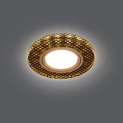 Светильник Gauss Backlight BL076 Круг Кристалл/Черный/Золото, Gu5.3, LED 2700K Светильник Gauss Backlight BL076 Круг Кристалл/Черный/Золото, Gu5.3, LED 2700KКруглые<br>Встраиваемые светильники – популярное осветительное оборудование, которое можно использовать в качестве основного источника или в дополнение к люстре. Они позволяют создать нужную атмосферу атмосферу и привнести в интерьер уют и комфорт. Интернет-магазин «Светодом» предлагает стильный встраиваемый светильник Gauss Backlight BL076. Данная модель достаточно универсальна, поэтому подойдет практически под любой интерьер. Перед покупкой не забудьте ознакомиться с техническими параметрами, чтобы узнать тип цоколя, площадь освещения и другие важные характеристики. Приобрести встраиваемый светильник Gauss Backlight BL076 в нашем онлайн-магазине Вы можете либо с помощью «Корзины», либо по контактным номерам. Мы развозим заказы по Москве, Екатеринбургу и остальным российским городам.<br><br>S освещ. до, м2: 3<br>Тип лампы: галогенная/LED<br>Тип цоколя: GU5.3 (MR16)<br>Количество ламп: 1<br>MAX мощность ламп, Вт: 50<br>Диаметр, мм мм: 90<br>Диаметр врезного отверстия, мм: 65<br>Высота, мм: 25<br>Цвет арматуры: Золотой