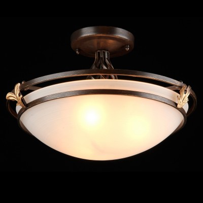Люстра Maytoni CL232-03-R Geometry 10 Люстра Maytoni CL232-03-R Geometry 10Потолочные<br>Указанное на данном фото осветительное устройство ? это потолочная люстра от немецкого производителя Майтони. Конструкция модели представляет собой полукруглый стеклянный плафон, короткую металлическую штангу и монтажную пластину. Потолочная люстра Maytoni CL232-03-R сочетает в себе матово-белый и бронзовый цвета: это смотрится весьма благородно и элегантно. Кроме того, данное изделие украшено изящными декоративными элементами золотого цвета. Для работы люстры от Maytoni необходимо установить в плафоне три лампы. Поскольку их цена в стоимость устройства не входит, не забудьте купить их дополнительно.<br><br>Установка на натяжной потолок: Да<br>S освещ. до, м2: 8<br>Крепление: Планка<br>Тип лампы: накаливания / энергосбережения / LED-светодиодная<br>Тип цоколя: E27<br>Количество ламп: 3<br>MAX мощность ламп, Вт: 60<br>Диаметр, мм мм: 480<br>Высота, мм: 255<br>Цвет арматуры: бронзовый