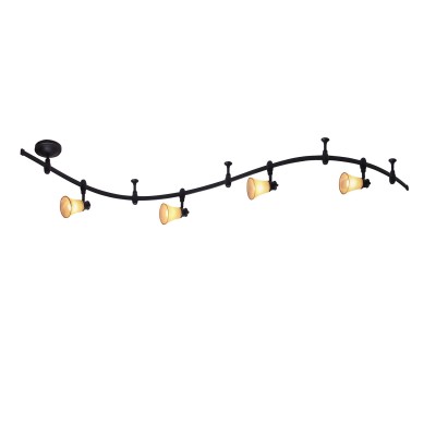 Citilux Трек CL560145 Трековый светильник Citilux Трек CL560145 Трековый светильникСветильники для трека<br><br><br>Тип лампы: накал-я - энергосбер-я<br>Тип цоколя: E14<br>Количество ламп: 4<br>MAX мощность ламп, Вт: 60<br>Размеры: Трековая система 220V на гибкой шине длиной 200см, в комплекте 4 стойки крепления шины и 4 головки, размер головки 12см, лампы Е14 или R50, Алебастровое стекло с золотистой полоской и классический дизайн<br>Длина, мм: 2000<br>Поверхность арматуры: матовый<br>Цвет арматуры: черный