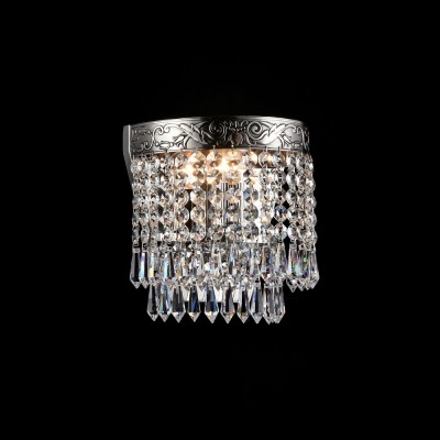 Бра Maytoni DIA890-WL-01-N Palace Бра Maytoni DIA890-WL-01-N PalaceХрустальные<br><br><br>Тип лампы: Накаливания / энергосбережения / светодиодная<br>Тип цоколя: E27<br>Количество ламп: 1<br>Ширина, мм: 170<br>MAX мощность ламп, Вт: 60<br>Расстояние от стены, мм: 119<br>Высота, мм: 184<br>Цвет арматуры: серебристый никель