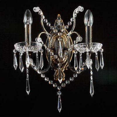 Светильник Maytoni DIA903-02-R Monogram 10 Светильник Maytoni DIA903-02-R Monogram 10Хрустальные<br><br><br>S освещ. до, м2: 5<br>Тип лампы: накаливания / энергосбережения / LED-светодиодная<br>Тип цоколя: E14<br>Количество ламп: 2<br>MAX мощность ламп, Вт: 40<br>Выступ, мм: 150<br>Расстояние от стены, мм: 150<br>Высота, мм: 410<br>Цвет арматуры: бронзовый