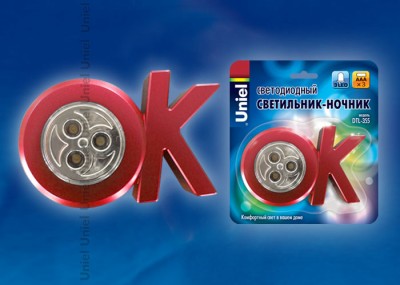 Светильник UNIEL DTL-355 OK/Red/3LED/3AAA Светильник UNIEL DTL-355 OK/Red/3LED/3AAAНочники<br><br>