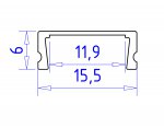 Алюминиевый профиль накладной 15.5*6 для светодиодной ленты до 11мм Ambrella GP1700WH GP