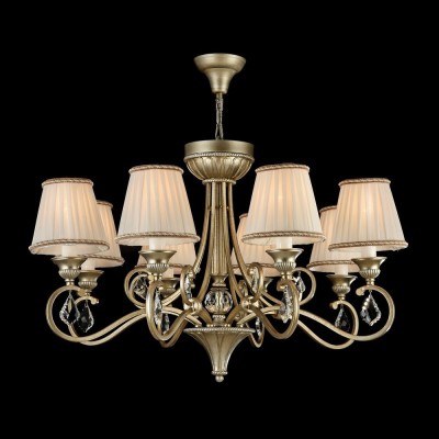 Люстра Maytoni H258-PL-08-G Valbonne Люстра Maytoni H258-PL-08-G ValbonneПодвесные<br><br><br>S освещ. до, м2: 16<br>Тип лампы: Накаливания / энергосбережения / светодиодная<br>Тип цоколя: E14<br>Цвет арматуры: Серебристый с золотым патинированием<br>Количество ламп: 8<br>Диаметр, мм мм: 800<br>Высота, мм: 500 - 1500<br>Оттенок (цвет): Серебро с золотым патинированием<br>MAX мощность ламп, Вт: 40