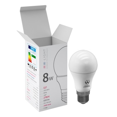 Светодиодная лампа Mw light LBMW27A03 SMD Светодиодная лампа Mw light LBMW27A03 SMDСтандартный вид<br>В интернет-магазине «Светодом» можно купить не только люстры и светильники, но и лампочки. В нашем каталоге представлены светодиодные, галогенные, энергосберегающие модели и лампы накаливания. В ассортименте имеются изделия разной мощности, поэтому у нас Вы сможете приобрести все необходимое для освещения. Лампа Mw-light LBMW27A03 обеспечит отличное качество освещения. При покупке ознакомьтесь с параметрами в разделе «Характеристики», чтобы не ошибиться в выборе. Там же указано, для каких осветительных приборов Вы можете использовать лампу Mw-light LBMW27A03Mw-light LBMW27A03. Для оформления покупки воспользуйтесь «Корзиной». При наличии вопросов Вы можете позвонить нашим менеджерам по одному из контактных номеров. Мы доставляем заказы в Москву, Екатеринбург и другие города России.<br><br>S освещ. до, м2: 3<br>Цветовая t, К: WW - теплый белый 2700-3000 К<br>Тип лампы: LED - светодиодная<br>Тип цоколя: E27<br>MAX мощность ламп, Вт: 8<br>Диаметр, мм мм: 55<br>Высота, мм: 103<br>Общая мощность, Вт: 8