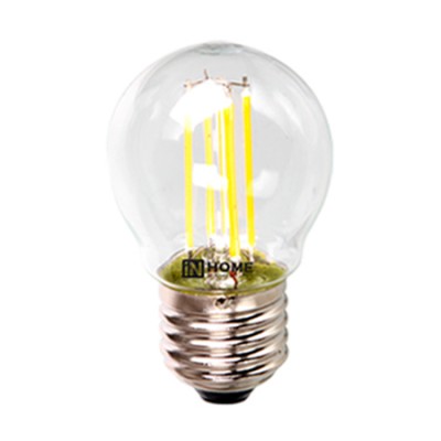 Лампа светодиодная LED-ШАР-deco 5Вт 230В Е27 4000К 450Лм прозрачная IN HOME Лампа светодиодная LED-ШАР-deco 5Вт 230В Е27 4000К 450Лм прозрачная IN HOMEВ виде шарика<br>В интернет-магазине «Светодом» можно купить не только люстры и светильники, но и лампочки. В нашем каталоге представлены светодиодные, галогенные, энергосберегающие модели и лампы накаливания. В ассортименте имеются изделия разной мощности, поэтому у нас Вы сможете приобрести все необходимое для освещения. Лампа LED-ШАР-deco 5Вт 230В Е27 4000К 450Лм прозрачная IN HOME обеспечит отличное качество освещения. При покупке ознакомьтесь с параметрами в разделе «Характеристики», чтобы не ошибиться в выборе. Там же указано, для каких осветительных приборов Вы можете использовать лампу LED-ШАР-deco 5Вт 230В Е27 4000К 450Лм прозрачная IN HOMELED-ШАР-deco 5Вт 230В Е27 4000К 450Лм прозрачная IN HOME. Для оформления покупки воспользуйтесь «Корзиной». При наличии вопросов Вы можете позвонить нашим менеджерам по одному из контактных номеров. Мы доставляем заказы в Москву, Екатеринбург и другие города России.<br><br>Цветовая t, К: 4000<br>Тип лампы: LED<br>Тип цоколя: E27<br>MAX мощность ламп, Вт: 5<br>Диаметр, мм мм: 45<br>Высота, мм: 78