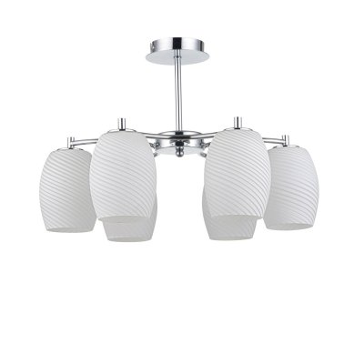 Люстра Lussole LSF-6603-06 Leverano Люстра Lussole LSF-6603-06 LeveranoПотолочные<br>Потолочная люстра Lussole LSF-6603-06 выполнена в стиле модерн, который отвечает за лаконичность, правильные пропорции и геометрию изделия. Это необходимые черты, когда речь идёт о формировании современного дизайна интерьера. Вся конструкция люстры Lussole LSF-6603-06 очень компактна и приятно проста. Каждый плафон белоснежного оттенка украшен диагональными полосками, проходящими по всему периметру аккуратных чаш света. Хромированная конструкция не просто прослужит Вам долгие годы, но и будет очень практична в своём цветовом сочетании с остальными элементами. Шесть чаш света обеспечат яркие потоки лучей, способных наполнить превосходным сиянием выбранное Вами пространство.<br><br>Установка на натяжной потолок: Да<br>S освещ. до, м2: 16<br>Крепление: Планка<br>Тип лампы: накаливания / энергосбережения / LED-светодиодная<br>Тип цоколя: E14<br>Количество ламп: 6<br>MAX мощность ламп, Вт: 40<br>Диаметр, мм мм: 480<br>Высота, мм: 350<br>Оттенок (цвет): белый<br>Цвет арматуры: серебристый