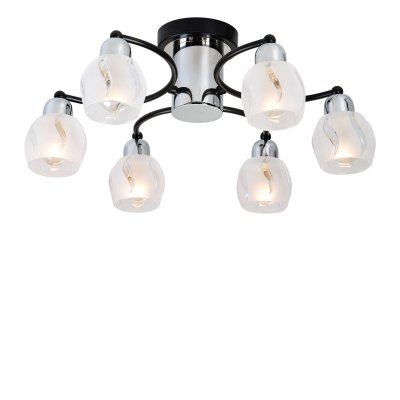 Люстра Lussole lsl-8503-06 Люстра Lussole lsl-8503-06Потолочные<br>Потолочный светильник Lussole Lsl-8503-06 прекрасно впишется в комнату площадью до 16 кв.м. и невысоким потолком, оформленную в стиле «модерн»! Оригинальная конструкция и эффектное сочетание насыщенного черного и прозрачного оттенков привлекают к себе внимание и покоряют с первого взгляда. Шесть плафонов, расположенных на равном друг от друга расстоянии, создают равномерно яркое освещение всего пространства. Рекомендуем Вам в качестве подсветки использовать комплект настенных бра, чтобы интерьер выглядел совершенным, уютным и стильным.<br><br>Установка на натяжной потолок: Ограничено<br>S освещ. до, м2: 16<br>Крепление: Планка<br>Тип лампы: накаливания / энергосбережения / LED-светодиодная<br>Тип цоколя: E14<br>Количество ламп: 6<br>MAX мощность ламп, Вт: 40<br>Диаметр, мм мм: 500<br>Высота, мм: 210<br>Цвет арматуры: серебристый