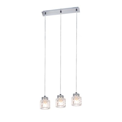 Светильник Lussole Lsn-5106-03 Светильник Lussole Lsn-5106-03Тройные<br>Подвесной светильник Lussole Lsn-5106-03, выполненный в «минималистичном» стиле, станет настоящим украшением интерьера «хай-тек»! Три металлических подвеса «увенчаны» прозрачными плафонами с «нейтральным» рисунком, и особенно эффектно и функционально они «впишутся» в комнату площадью до 8 кв.м. и высоким потолком. Светильник можно использовать и в качестве основного источника света, и в качестве дополнительной подсветки. Чтобы интерьер выглядел стильно и гармонично, используйте дополнительно настенные бра и встраиваемые источники света из этой же серии.<br><br>S освещ. до, м2: 8<br>Тип лампы: галогенная / LED-светодиодная<br>Тип цоколя: G9<br>Количество ламп: 3<br>MAX мощность ламп, Вт: 40<br>Цвет арматуры: серебристый