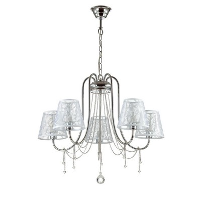 Светильник Lumion 3307/5 Светильник Lumion 3307/5Подвесные<br>Легкая, воздушная, словно парящая в воздухе модель Felikina очаровывает с первого взгляда. Особое изящество ей придает тонкое хромированное основание, цепочки и полупрозрачный абажур.<br><br>Установка на натяжной потолок: Да<br>S освещ. до, м2: 10<br>Крепление: Потолочное<br>Тип лампы: Накаливания / энергосбережения / светодиодная<br>Тип цоколя: E14<br>Количество ламп: 5<br>Диаметр, мм мм: 670<br>Высота, мм: 495 - 965<br>MAX мощность ламп, Вт: 40
