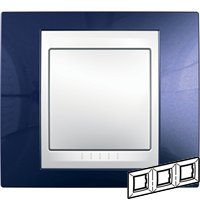 Рамка 3-ая гориз MGU6.006.842 Индиго/Белый Рамка 3-ая гориз MGU6.006.842 Индиго/БелыйUnica Хамелеон<br>Технические характеристикиЦвет: Индиго/белый.Посты: 3.Модульность: 6.Размер: 80 х 232 мм.Степень защиты: IP40.Дополнительная информация:Материал - пластик. Горизонтальная установка.<br><br>Оттенок (цвет): синий