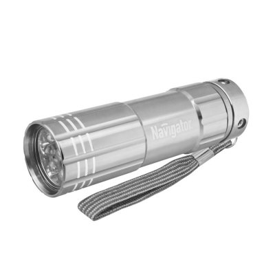 Фонарь Navigator 94 928 NPT-CM07-3АAA Фонарь Navigator 94 928 NPT-CM07-3АAAРучные<br>Надежные светодиодные металлические фонари. Яркие, долговечные и экономичные. Корпус из анодированного алюминия не подвержен коррозии. Срок службы светодиодов – до 100 000 часов. NPT-CM03 – светодиодный фонарь с 1 светодиодом мощностью 3 Вт и фокусировкой светового луча. Дальность освещения до 150 метров. Имеет три режима работы: два уровня яркости и мерцание. Индивидуальная упаковка – блистер с цветным вкладышем.<br><br>Количество ламп: 9 led<br>Диаметр, мм мм: 28.7<br>Длина, мм: 97
