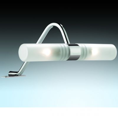 Светильник Odeon light 2448/2 Светильник Odeon light 2448/2Для картин/зеркал<br><br><br>S освещ. до, м2: 5<br>Крепление: настенное<br>Тип лампы: галогенная / LED-светодиодная<br>Тип цоколя: G9<br>Количество ламп: 2<br>Ширина, мм: 205<br>MAX мощность ламп, Вт: 40<br>Расстояние от стены, мм: 213<br>Высота, мм: 105<br>Оттенок (цвет): белый<br>Цвет арматуры: серебристый