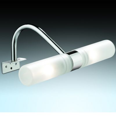 Светильник Odeon light 2452/2 Светильник Odeon light 2452/2Для картин/зеркал<br><br><br>S освещ. до, м2: 6<br>Крепление: настенное<br>Тип товара: Светильник настенный бра<br>Тип лампы: галогенная / LED-светодиодная<br>Тип цоколя: G9<br>Количество ламп: 2<br>Ширина, мм: 205<br>MAX мощность ламп, Вт: 40<br>Расстояние от стены, мм: 148<br>Высота, мм: 83<br>Оттенок (цвет): белый<br>Цвет арматуры: серебристый