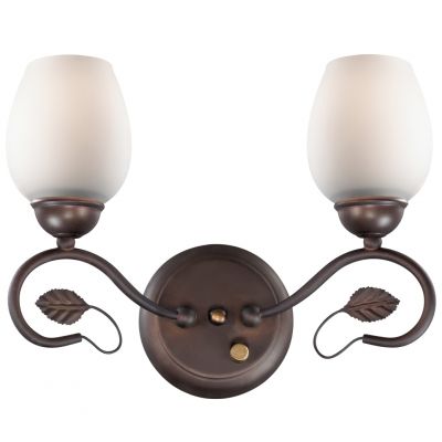 Светильник Odeon light 2500/2W Светильник Odeon light 2500/2WФлористика<br><br><br>S освещ. до, м2: 8<br>Крепление: настенное<br>Тип лампы: накаливания / энергосбережения / LED-светодиодная<br>Тип цоколя: E27<br>Количество ламп: 2<br>Ширина, мм: 320<br>MAX мощность ламп, Вт: 60<br>Высота, мм: 240<br>Оттенок (цвет): белый<br>Цвет арматуры: коричневый