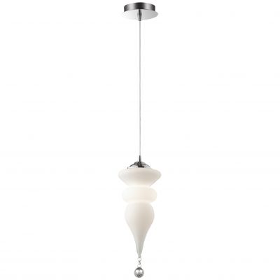 Светильник Odeon light 2509/1 Светильник Odeon light 2509/1Одиночные<br>Эффектный и изящный итальянский подвесной светильник Odeon light 2509/1 в стиле «хай-тек» станет идеальным решением задачи создания подсветки небольшой по площади (до 2 кв.м.) зоны комнаты с высоким потолком. Оригинальный плафон напоминает по форме сказочную сосульку и гармонично сочетается с «нежным» белым оттенком конструкции, создаваемое освещение получается «мягким» и комфортным для зрения. С помощью этого светильника Ваше любимое кресло, рабочий стол или полки с семейными фотографиями станут более яркими, уютными и привлекательными! В качестве основного источника света рекомендуем использовать подвесную люстру с тремя плафонами из этой же серии.<br><br>S освещ. до, м2: 2<br>Крепление: потолочное<br>Тип лампы: накаливания / энергосбережения / LED-светодиодная<br>Тип цоколя: E14<br>Количество ламп: 1<br>MAX мощность ламп, Вт: 60<br>Диаметр, мм мм: 110<br>Высота, мм: 1200<br>Оттенок (цвет): белый<br>Цвет арматуры: серебристый