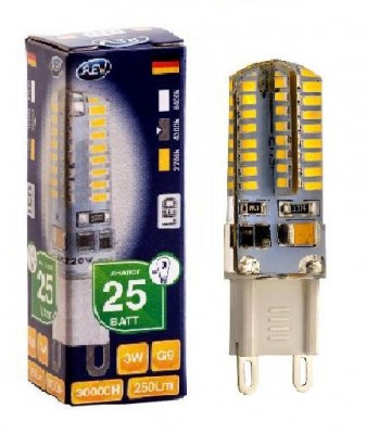Лампа светодиодная REV 32368 6 LED JCD G9 3W 250Лм, 4000K, холодный свет Лампа светодиодная REV 32368 6 LED JCD G9 3W 250Лм, 4000K, холодный светКапсульные G9 220v<br>В интернет-магазине «Светодом» можно купить не только люстры и светильники, но и лампочки. В нашем каталоге представлены светодиодные, галогенные, энергосберегающие модели и лампы накаливания. В ассортименте имеются изделия разной мощности, поэтому у нас Вы сможете приобрести все необходимое для освещения. Лампа REV 32368 6 LED JCD G9 3W 250Лм, 4000K, холодный свет обеспечит отличное качество освещения. При покупке ознакомьтесь с параметрами в разделе «Характеристики», чтобы не ошибиться в выборе. Там же указано, для каких осветительных приборов Вы можете использовать лампу REV 32368 6 LED JCD G9 3W 250Лм, 4000K, холодный светREV 32368 6 LED JCD G9 3W 250Лм, 4000K, холодный свет. Для оформления покупки воспользуйтесь «Корзиной». При наличии вопросов Вы можете позвонить нашим менеджерам по одному из контактных номеров. Мы доставляем заказы в Москву, Екатеринбург и другие города России.<br><br>Цветовая t, К: CW - холодный белый 4000 К<br>Тип лампы: LED - светодиодная<br>Тип цоколя: G9<br>MAX мощность ламп, Вт: 3